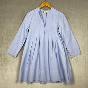 Tuckernuck Luella Shirt Dress Womens XS Sky Blue Pleated 100% Cotton Pockets